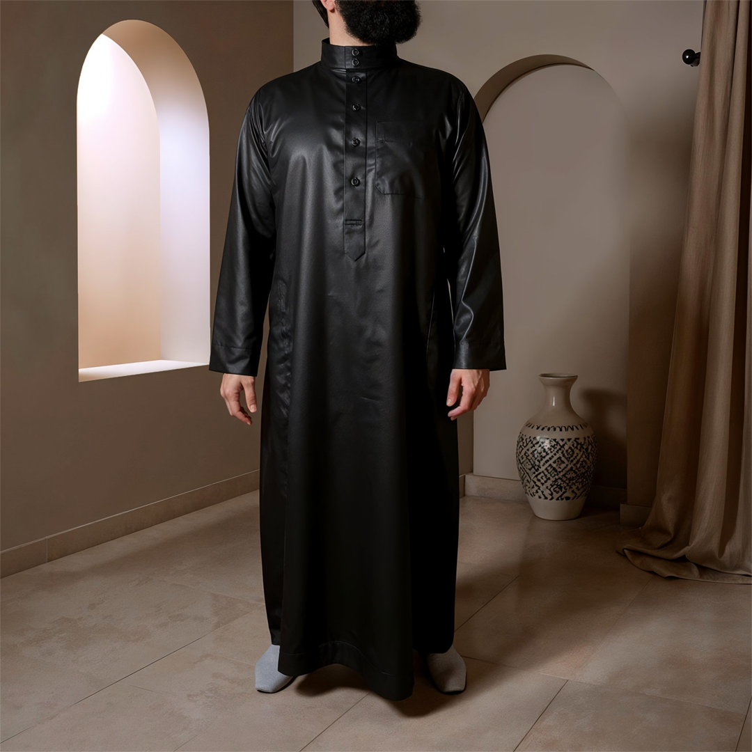 Saudi Style Arabic Thobe - Black