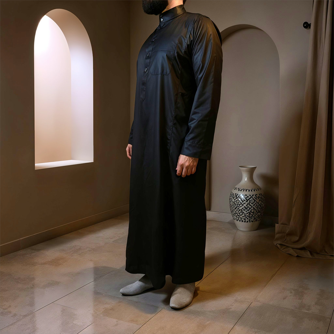 Saudi Style Arabic Thobe - Black