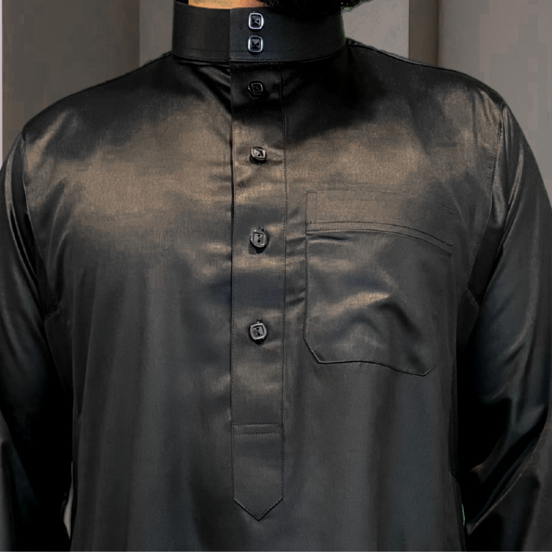 Saudi Style Arabic Thobe - Black
